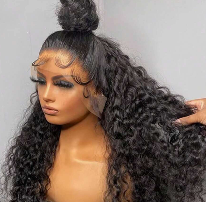 200% Density Deep Wave Wig 360 Full Lace Wig Human Hair Wig Natural Color Pre Plucked Curly Wave 13x6 Deep Wave Breathable Transparent HD Lace Frontal Wig Human Hair Wig 100% Human Hair Wigs For Women Hair Accessories