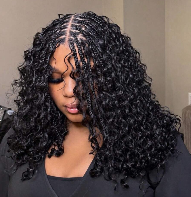 Boho Braided Kinky Curly 13x4 Lace Front Closure Lace With Braided Bob Human Hair Wigs Wear And Go Glueless Wig Ear To Ear Pre Plucked Natural Hairline Wig Natural Black Color