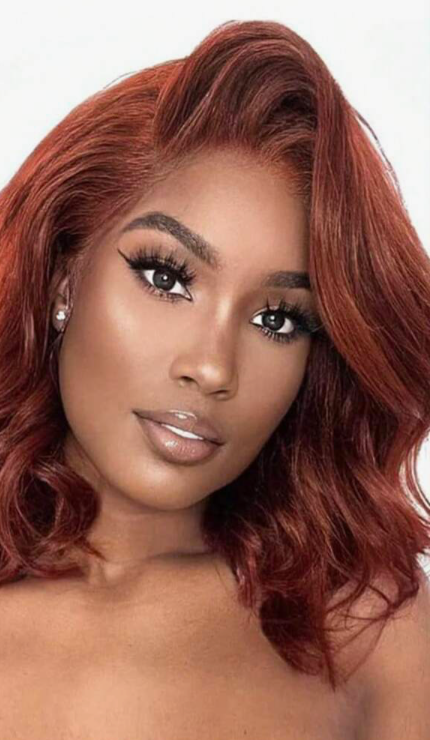 Reddish Brown Color 13x4 Lace Front Wig Short Bob Wigs Human Hair Colored Straight Glueless Bob Wigs For Woman
